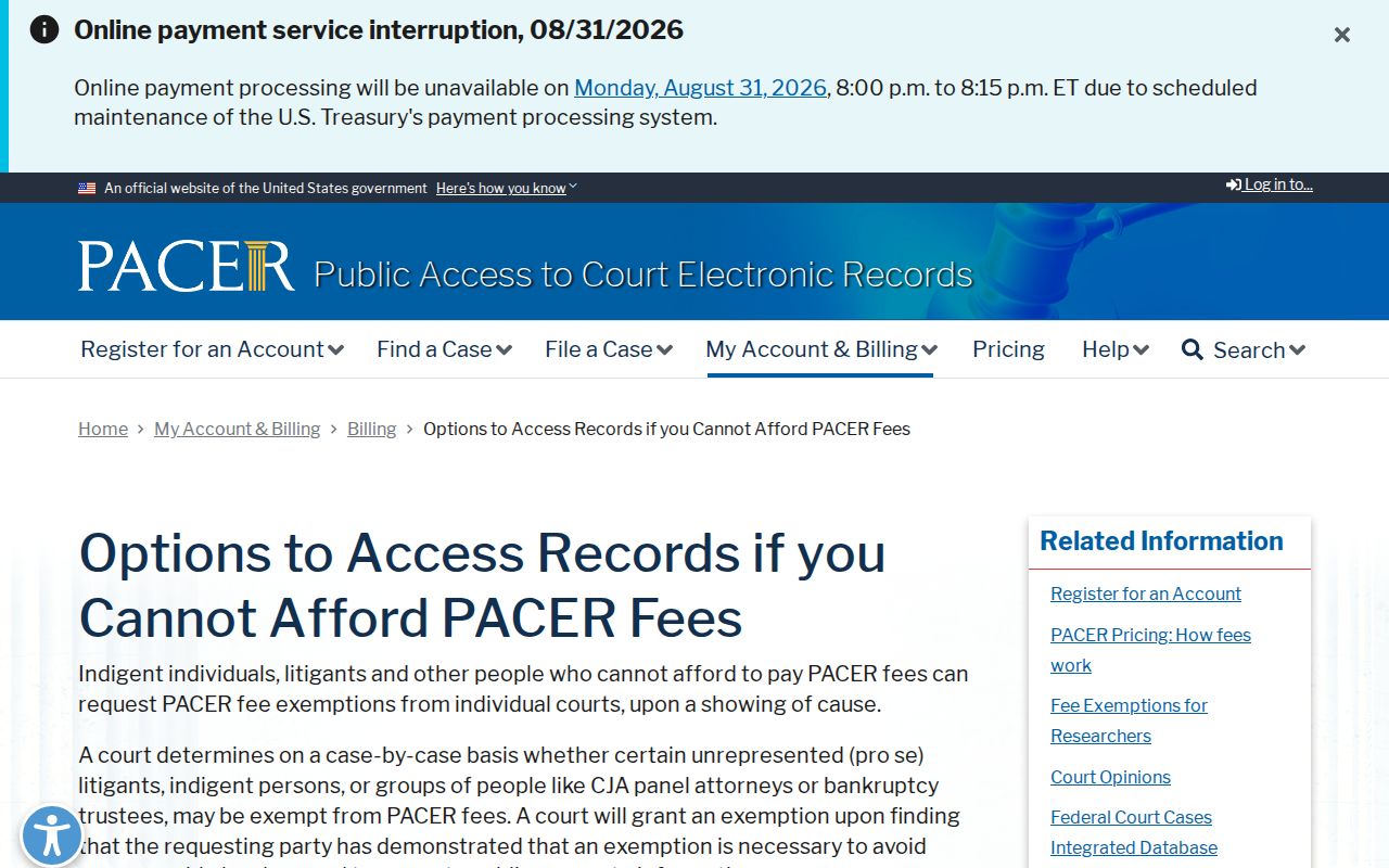 Sunflower court docket PACER access alternatives source page